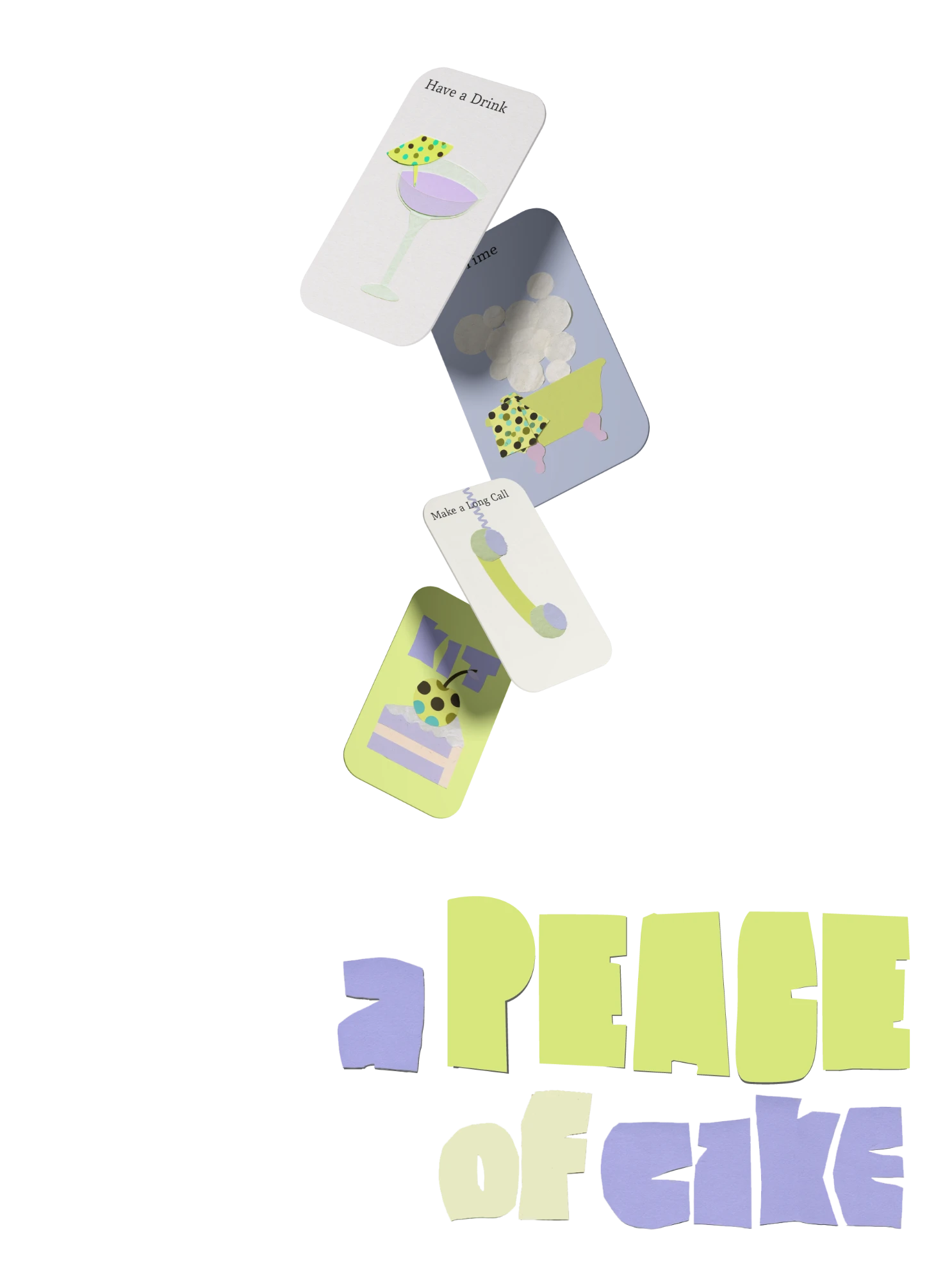 a PEACE of cake cards and logotype