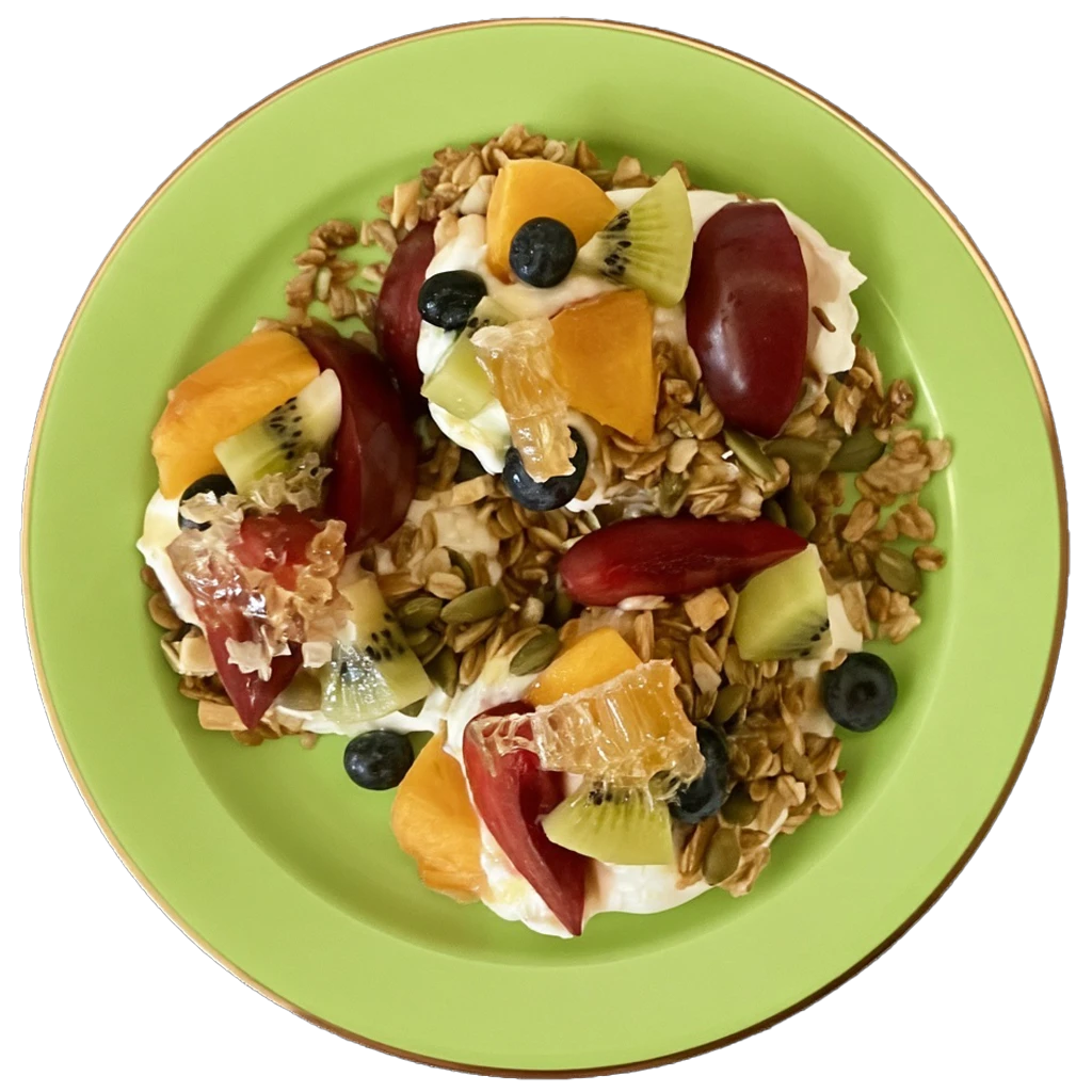 Yogurt plate menu: granola honeycomb