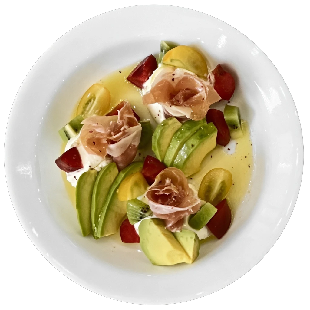 Yogurt plate menu: truffle avocado