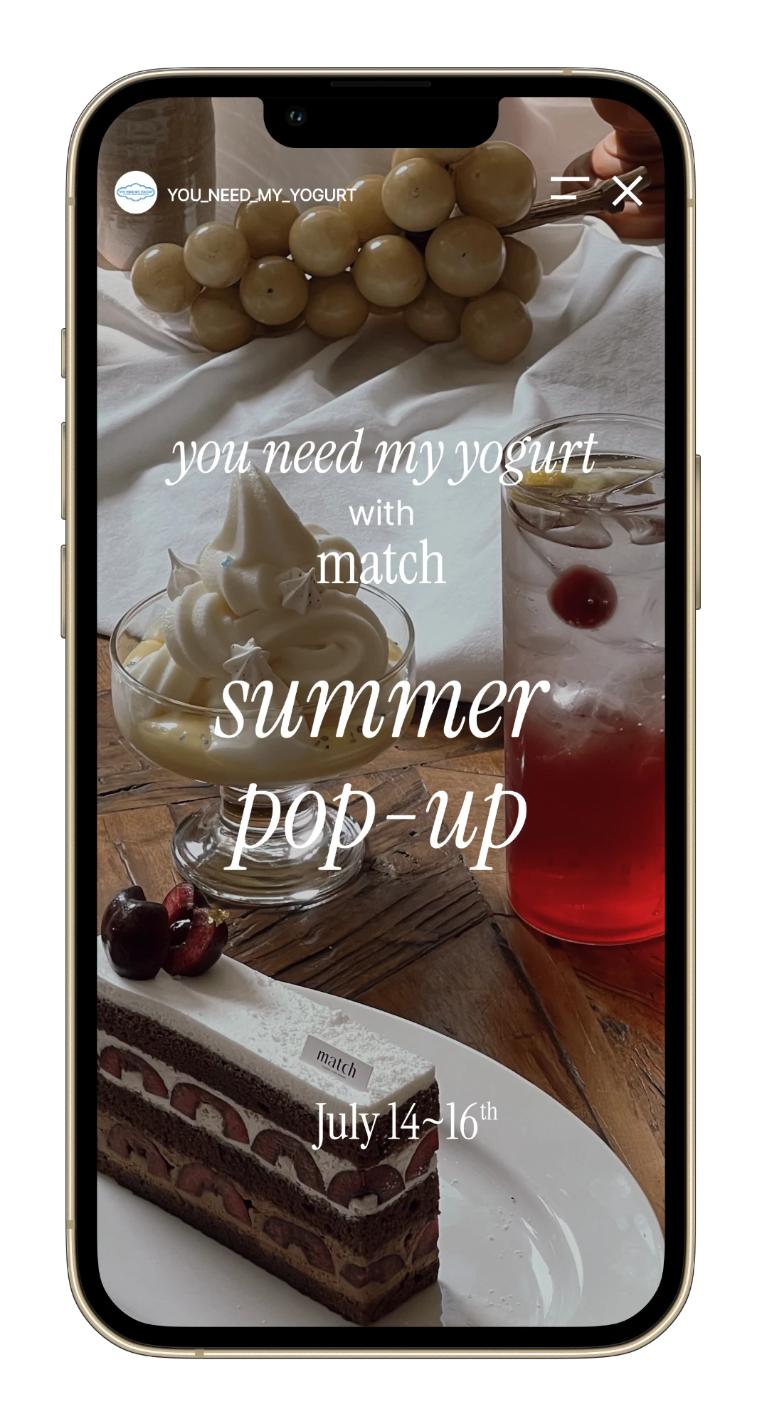 Instagram story: summer pop-up with match