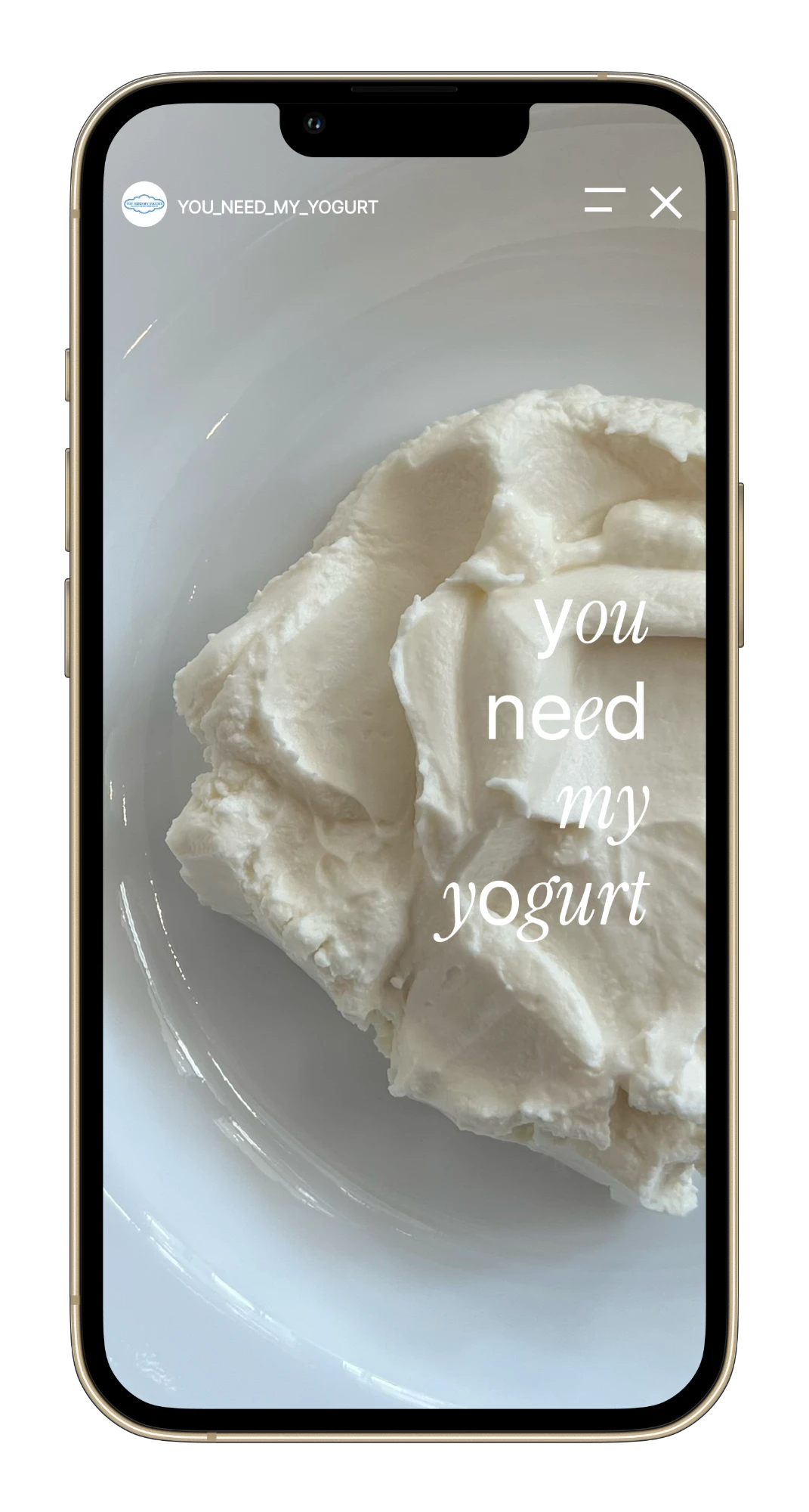 Instagram story: you need my yogurt close-up
