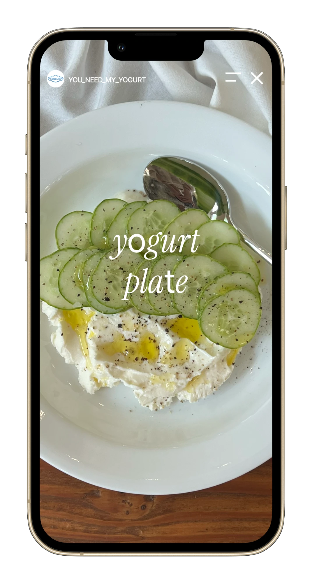 Instagram story: cucumber yogurt plate